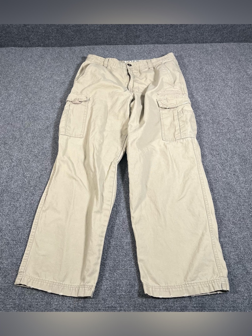 Plugg Cargo Pants Mens 32x30 Khaki Beige Relaxed Fit Utility Pockets Streetwear